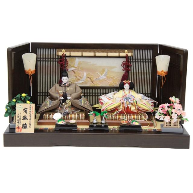 雛人形 親王平飾り 大橋弌峰 京雛 十番 鳳凰 茶  hn302 hs1305 幅70cm 春の窓 (24hina-ya-to1321) ひな人形 雛祭の通販は