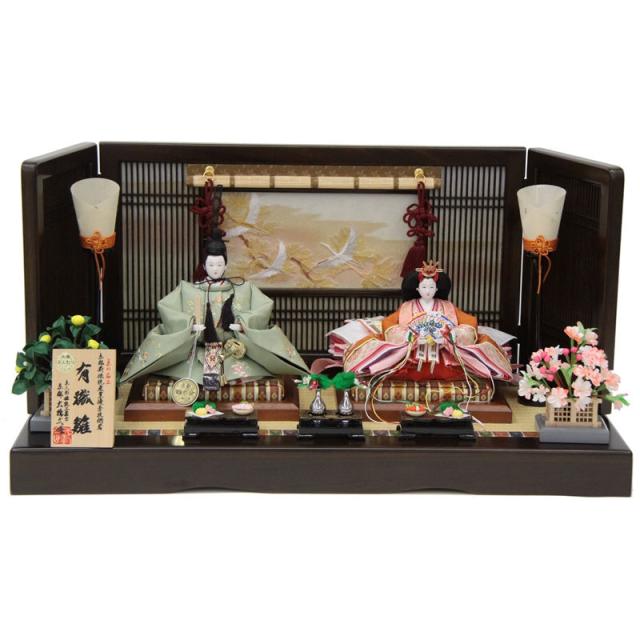 雛人形 親王平飾り 大橋弌峰 京雛 十番 松竹梅 薄緑 hn300 hs1305 幅70cm 春の窓 (24hina-ya-to1324) ひな人形 雛祭の通販は 163,500円