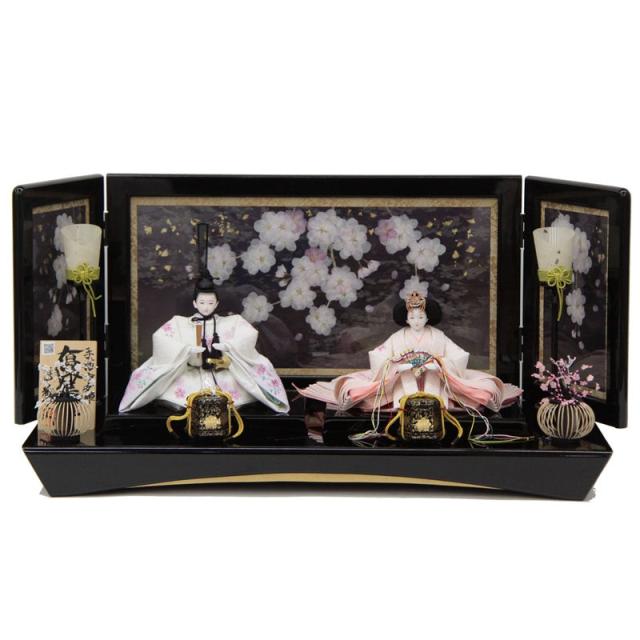 雛人形 親王平飾り 尊正 優雅雛 十一番 手描京友禅 hn268 hs1504 幅70cm 押し花屏風 夜桜幻想 (24hina-ya-to1527) ひな人形 雛祭の通販は