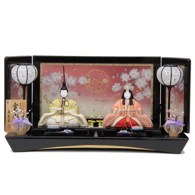 雛人形 親王平飾り 真多呂 古今人形 寛永雛 伝統的工芸品 hn250 hs1544 幅70cm 押し花屏風 桜の気持ち (24hina-ya-to1570) ひな人形 雛祭の通販は