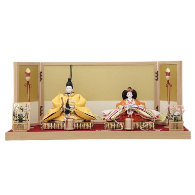 雛人形 親王平飾り 大橋弌峰 京雛 十番 松竹梅 イエロー hn299 hs1664 幅70cm 神楽鈴 (24hina-ya-to1682) ひな人形 雛祭の通販は