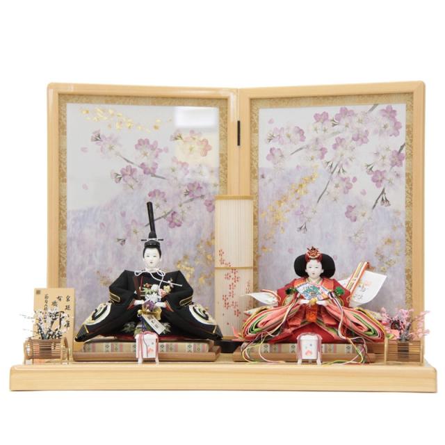 雛人形 親王平飾り 小出松寿 京極 十番 雲水四君子紋様 hn406 hs1718 幅69cm 押し花屏風 for you (24hina-ya-to1721) ひな人形 雛祭の通販は