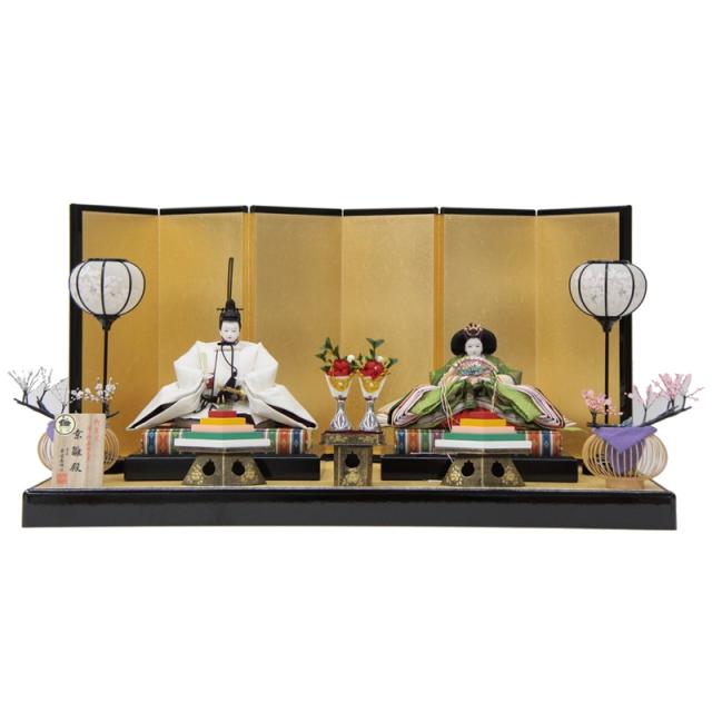 雛人形 親王平飾り 平安寿峰 京雛殿 沙羅 京十番 源氏物語紋 hn313 hs1728 幅85cm 六曲金屏風 (24hina-ya-to1753) ひな人形 雛祭の通販は