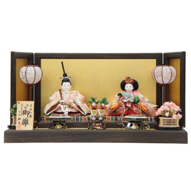 雛人形 親王平飾り 小出松寿 おぼこ雛 五寸 東山 オーガンジー hn162 hs1820 幅75cm 焼桐 金沢絹目 (24hina-ya-to1820) ひな人形 雛祭の通販は