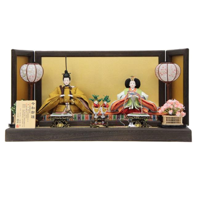 雛人形 親王平飾り 道翠 令和御雛 三五 正絹黄櫨染 35S hn160 hs1820 幅75cm 焼桐 金沢絹目 (24hina-ya-to1831) ひな人形 雛祭の通販は