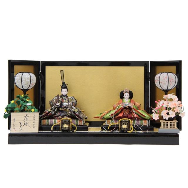 雛人形 親王平飾り 清水久遊 熊倉謹製頭 三五親王 帯地 14-14 hn305 hs1855 幅75cm 金屏風 (24hina-ya-to1871) ひな人形 雛祭の通販は