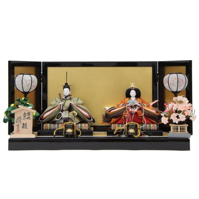 雛人形 親王平飾り 安藤桂甫 京雛 京十番 上 雅 翔山頭 hn371 hs1855 幅75cm 金屏風 (24hina-ya-to1885) ひな人形 雛祭の通販は