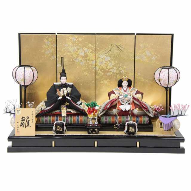 雛人形 親王平飾り 平安十二単衣 金駒刺しゅう 小十番 松竹梅 hn227 hs1911 幅80cm 富士桜 (24hina-ya-to1920) ひな人形 雛祭の通販は