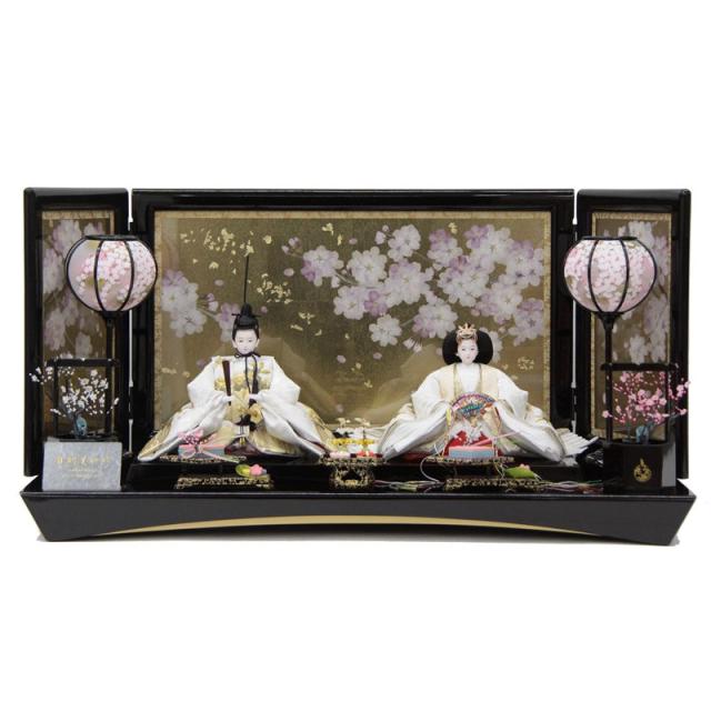 雛人形 親王平飾り 田村芙紗彦 熊倉謹製頭 京十番 金波に枝桜 hn289 hs2010 幅80cm 押し花屏風 さくら雅 (24hina-ya-to2025) ひな人形 雛祭の通販は 149,500円