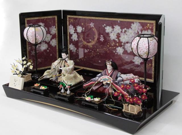 年代物御雛人形 雛人形 親王飾り 平安関光 白鳳刺繍 白木飾り台 : 人形の三信