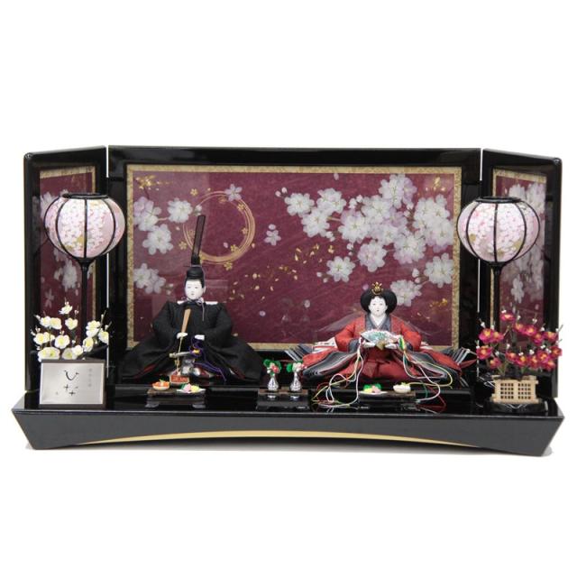 雛人形 親王平飾り 清水久遊 ひな 三五親王 正絹4-4 上重ね hn129 hs2058 幅80cm 押し花屏風 杏珠 (24hina-ya-to2064) ひな人形 雛祭の通販は