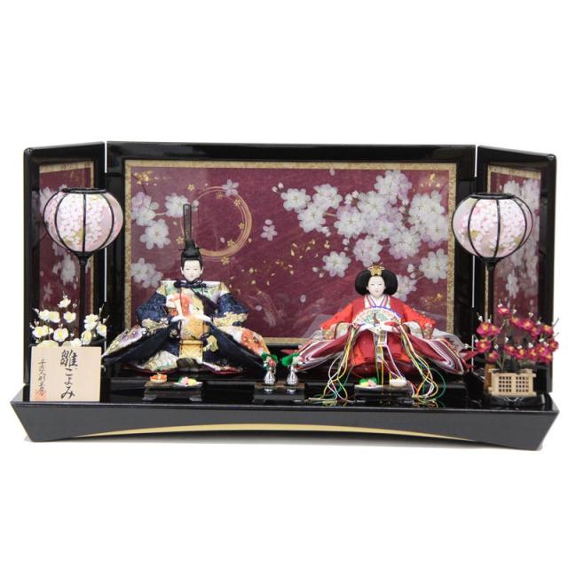 雛人形親王平飾り 雛ごよみ 小十番 金襴刺繍　桜 hn125 hs1718 24hina-ya-to1727 押し花屏風 雛人形 親王平飾り 雛ごよみ 小十番 金襴刺繍 桜 hn125 hs1952 幅