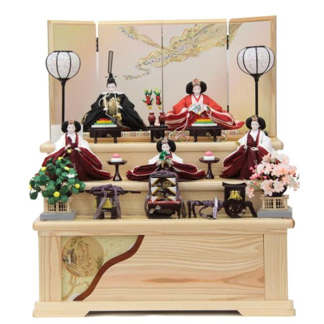 雛人形 五人 収納三段飾り 田村芙紗彦 熊倉謹製頭 京十一番 金雲金梅 hn216-62 hs2212 幅70cm 天竜杉 (24hina-ya-to2212) ひな人形 雛祭の通販は雛人形