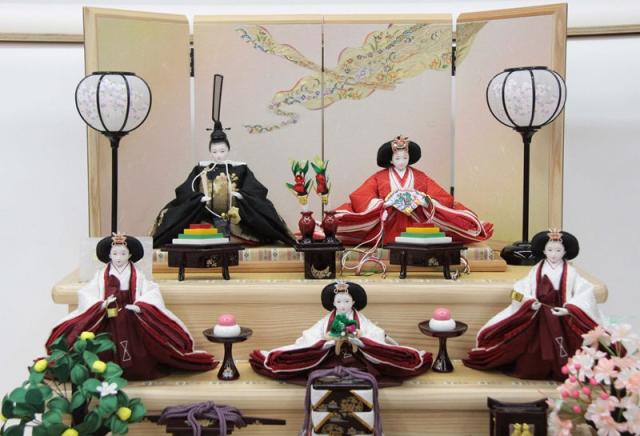 雛人形 五人 収納三段飾り 田村芙紗彦 熊倉謹製頭 京十一番 金雲金梅 hn216-62 hs2212 幅70cm 天竜杉 (24hina-ya-to2212) ひな人形 雛祭の通販は