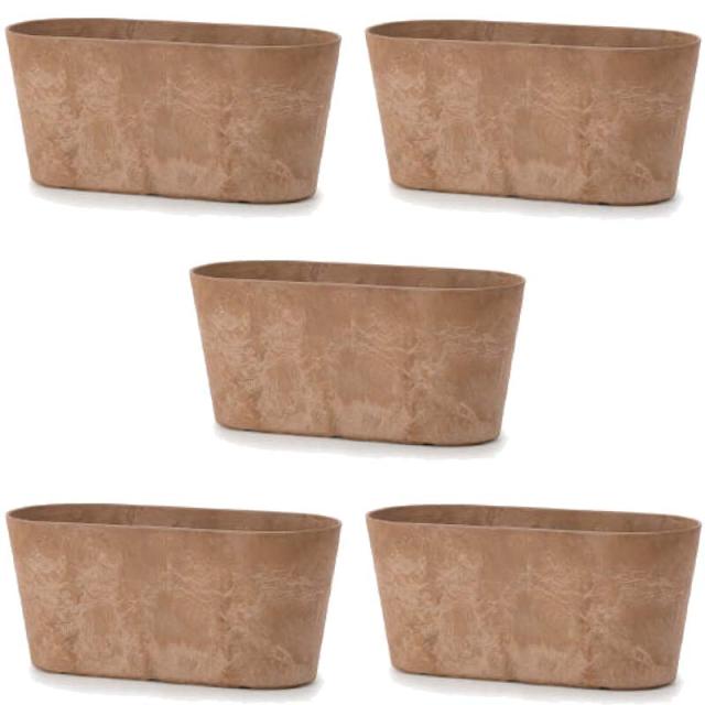 花・観葉植物用ポット アートストーン ラウンドコンテナ M 38 ブラウン（5個入り）ar-004c38e [KTp229] 中型プランター （代引き不可）ホテル・オフィスビル・店舗 エクステリア インテリアの通販は 15,022円