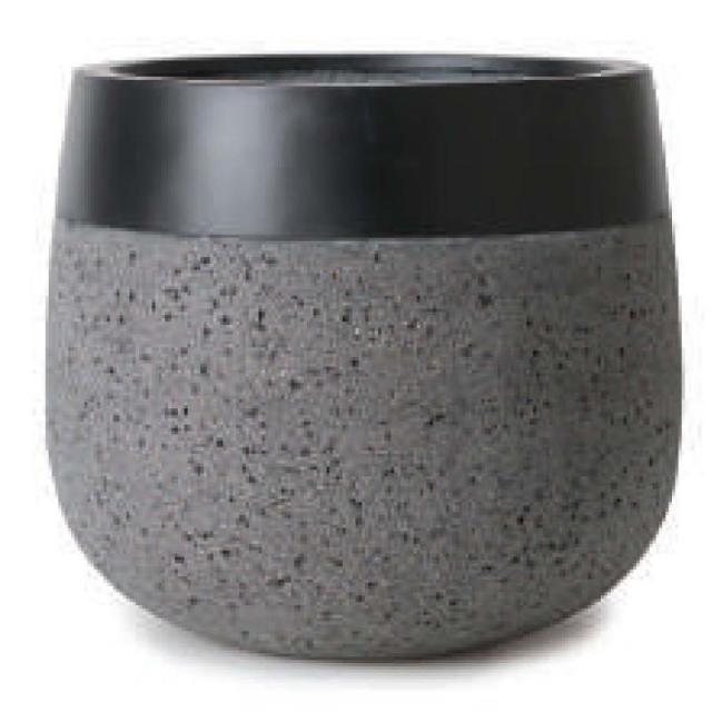 花・観葉植物用ポット ファイバーストーンツートーン タウルス ミドル ツートーン L 55/B マット黒（1個入り）fs-206k55m [KTp113] 特大鉢カバー （代引き不可）ホテル・オフィスビル・店舗 インテリア エクステリア
