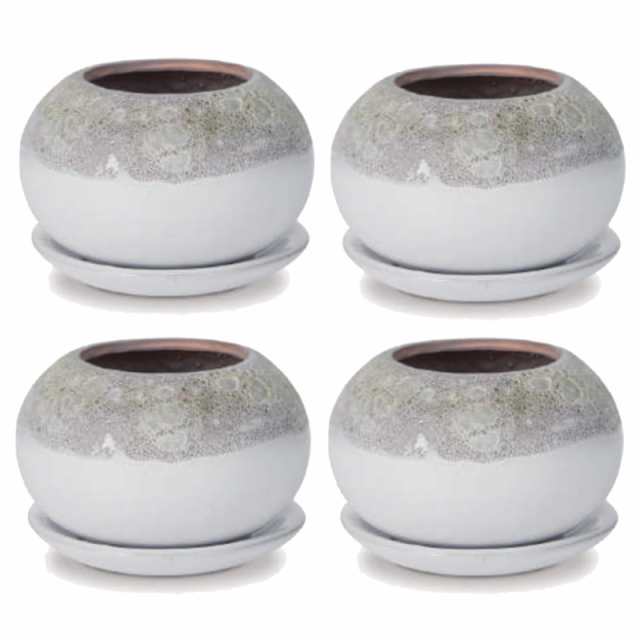 花・観葉植物用ポット ハレー ボウル M 6号 ホワイト（4個入り）hl-002w14p [KTp423] ミニポット 受皿付 （代引き不可）ホテル・オフィスの通販は