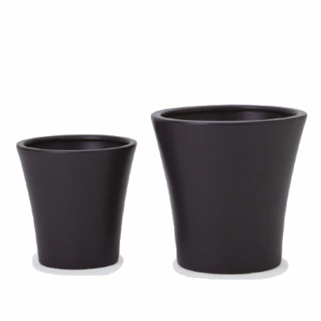 花・観葉植物用ポット WYモダン モダン WY15 マット釉 2/SET/A L/M 黒（LM各1個入り計2個セット）wy-15mk2sn [KTp343] L・Mセット （代引き不可）ホテル・オフィスビル・店舗 インテリア ディスプレイの通販は