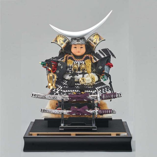 人気SALE，人気 五月人形 ケース入り 子ども大将飾り 伊達 銀 鎧着大将