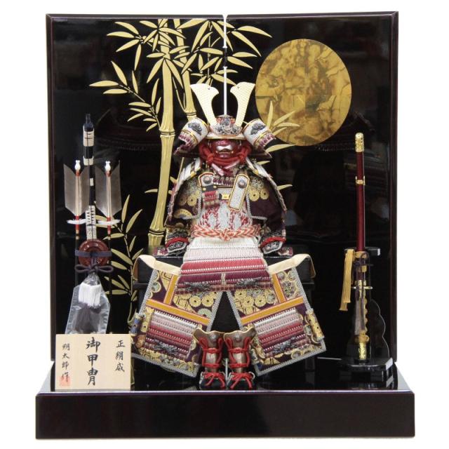 五月人形 鎧 平飾り 7号 幅65cm(245to0458)朔太郎 御甲冑 研出し月に竹屏風 ym1185(gk207/yb1019/yd1020/yy1006/gs434) 端午の節句 インテリア