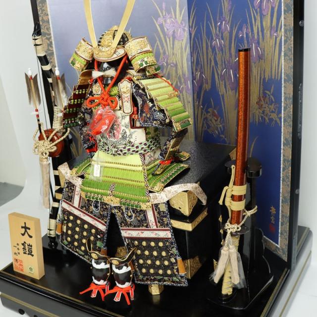 五月人形 鎧 平飾り 12号 幅83cm（245to0814）一水 オリジナル総裏 京甲冑 杜若エメラルド屏風 ym1115（gk79/yb1064/yd1035/yy1034/gs811） 端午の節句 インテリア