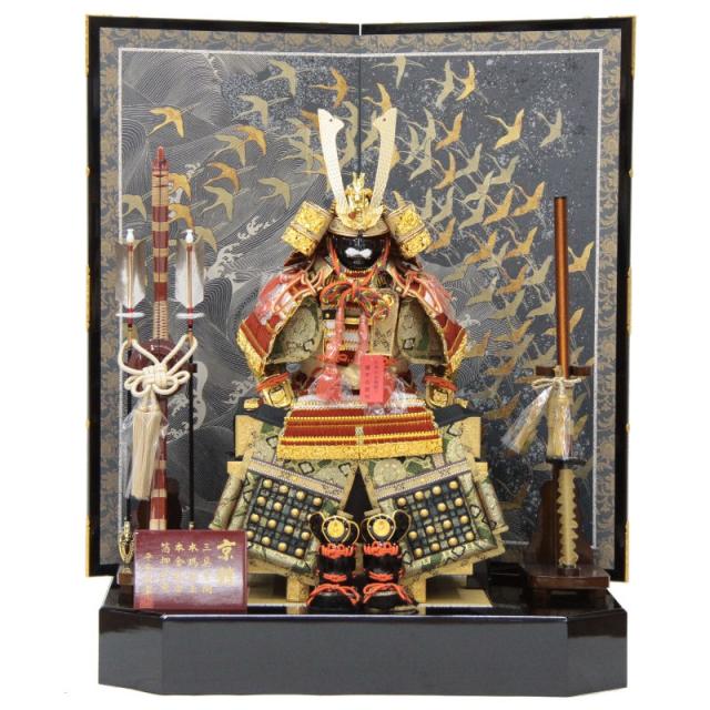 五月人形 鎧 平飾り 10号 幅80cm（245to0967）道翠 京鎧 紺和紙群翔鶴屏風 ym1155（gk156/yb1062/yd1034/yy1031/gs963） 端午の節句 インテリアの通販は