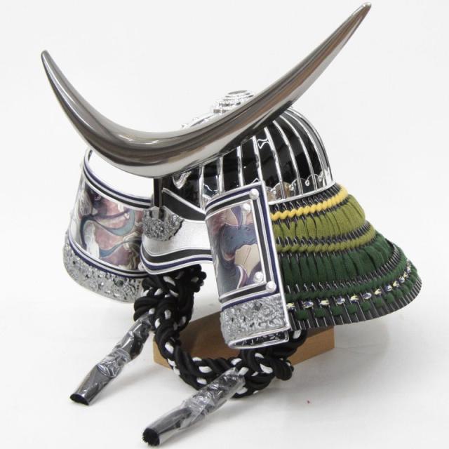 五月人形 着用兜 収納飾り 25号 幅61cm（245to0313）伊達兜 ブロンズ前立、銀鉢 戦国武将 黒銀ぼかし龍虎彫金 ym1204n（gk225b/yb1083/yy1055/gs305） 端午の節句 インテリアの通販は