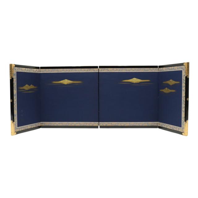 アウトレット品 インテリア 屏風単品 14号 盛上げ金彩連山 布地 四曲屏風 飾り幅：70〜75cm (25a-ya-0435) 五月人形 ディスプレイ 見切処分品