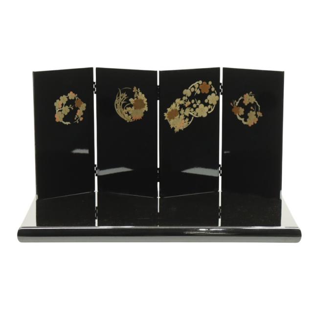 アウトレット品 屏風 単品 25号 松山 二曲一双屏風 黒 24a-ya-0513 アウトレット品 屏風 単品 25号 松山 二曲一双屏風 黒 飾り幅：100