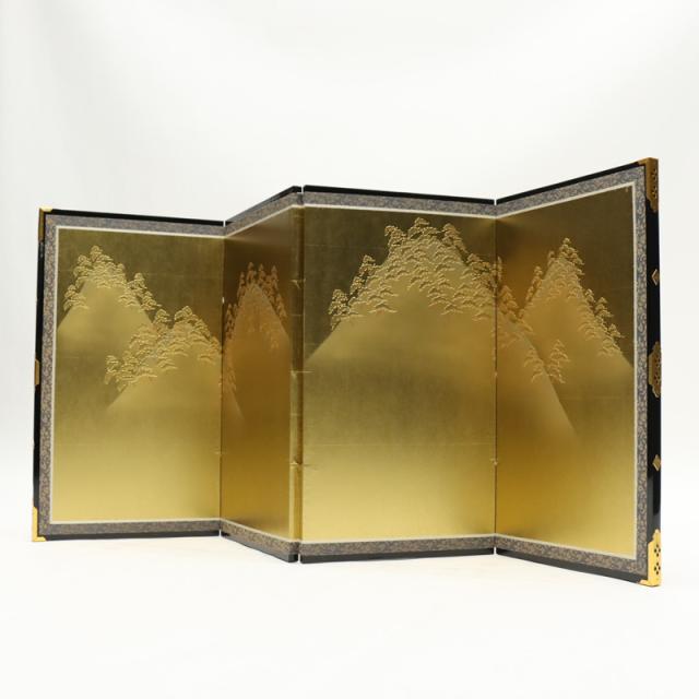 アウトレット品 屏風 屏風のみ 18号 十曲屏風 本仕立 しだれ桜胡粉仕上げ 23a-ya-0353 アウトレット品 インテリア 屏風単品 30・75 金箔花丸 曙塗 二曲屏風