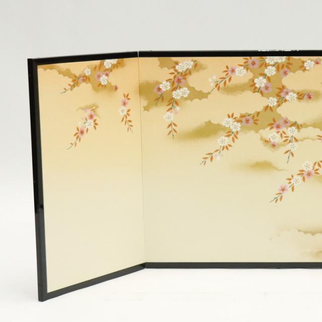 アウトレット品 屏風 屏風のみ 18号 十曲屏風 本仕立 しだれ桜胡粉仕上げ 23a-ya-0353 アウトレット品 インテリア 屏風単品 30・75 金箔花丸 曙塗 二曲屏風