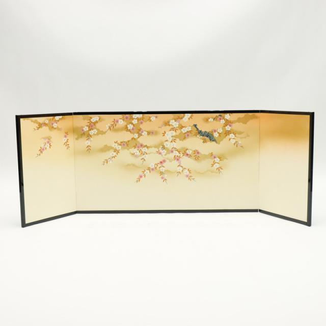 雛人形 桃の節句 屏風 刺繍三月三曲屏風15号 アウトレット品