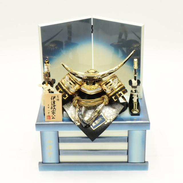 アウトレット品 五月人形 セット 8号 伊達政宗公 収納兜飾り 紺パール