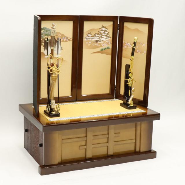 アウトレット品 五月人形 台屏風セット 27×1-20 華城 高床台