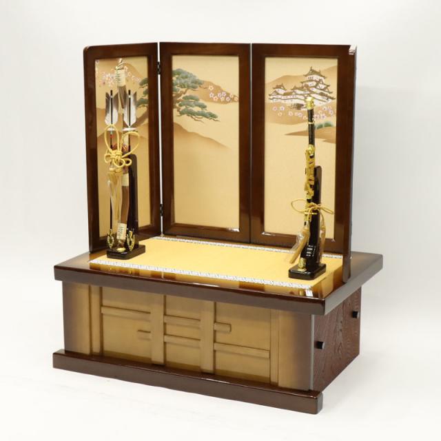 五月人形　台と屏風と弓太刀セット 五月人形 桐屏風、平飾台、弓太刀セット