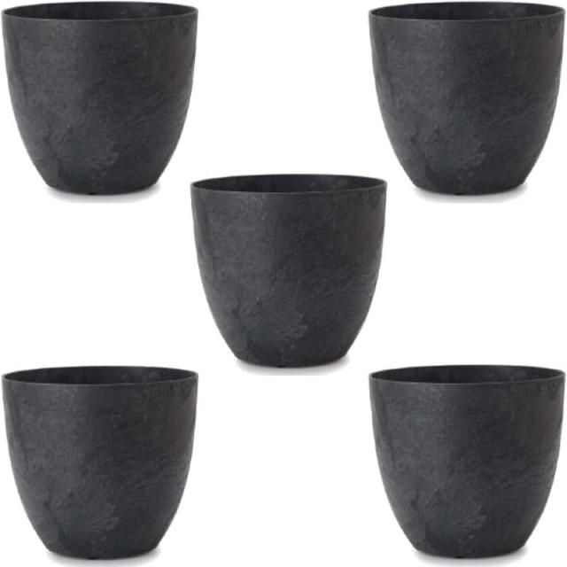 花・観葉植物用ポット アートストーン ラウンド S 28 ブラック（5個入り）ar-002k28e [KTp261] 小型ポット （代引き不可）ホテル・オフィスビル・店舗 エクステリア インテリア