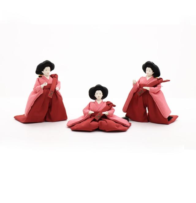 アウトレット品 雛人形 官女単品 三白 芥子 赤系衣裳 三人官女 (26a-ya