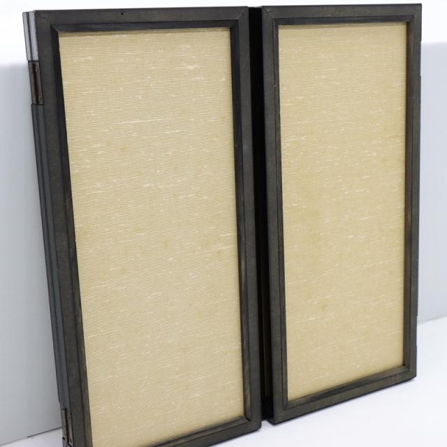 アウトレット品 屏風単品 三曲金屏風 15号 ゴールド 黒枠 レトロ