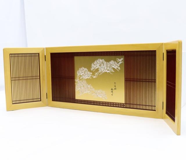 アウトレット品 屏風単品 三曲屏風 15号 ゴールド 松 レトロ アート