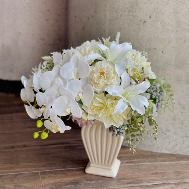 アーティフィシャルフラワー Arrangment（rf-025） ホワイト ポット型