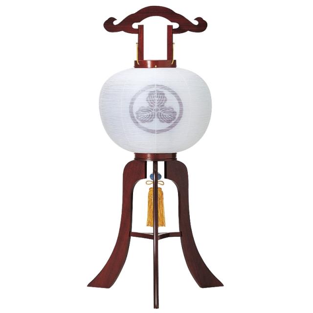 盆提灯 岐阜提灯 置き提灯 家紋入 行灯 12号 総紫檀 高さ91cm (P32)(11857) 水雷球 電気コード式 初盆 新盆 お盆