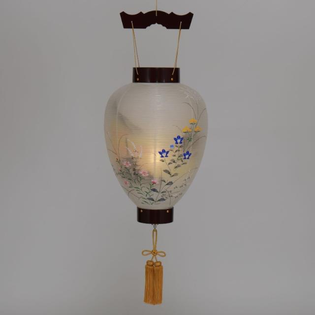 盆提灯 八女提灯 置き提灯 ミニ行灯 萩の香絹二重絵入 9号 （P35)(8433-09427) 盆提灯 八女提灯 置き提灯 ミニ行灯 萩の香絹二重絵入 9号