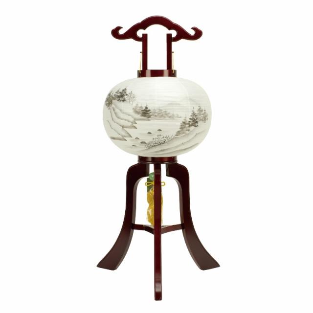 盆提灯 八女提灯 置き提灯 行灯 美吉野絹二重絵入り（新柄） 大12号 高さ91cm （P31)(8485-12511) 電気コード式 初盆 お盆の通販は