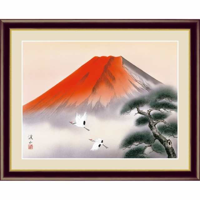 額絵 日本画[富士山水画] 【赤富士飛翔】 [F6] [伊藤渓山] [G4-BF041