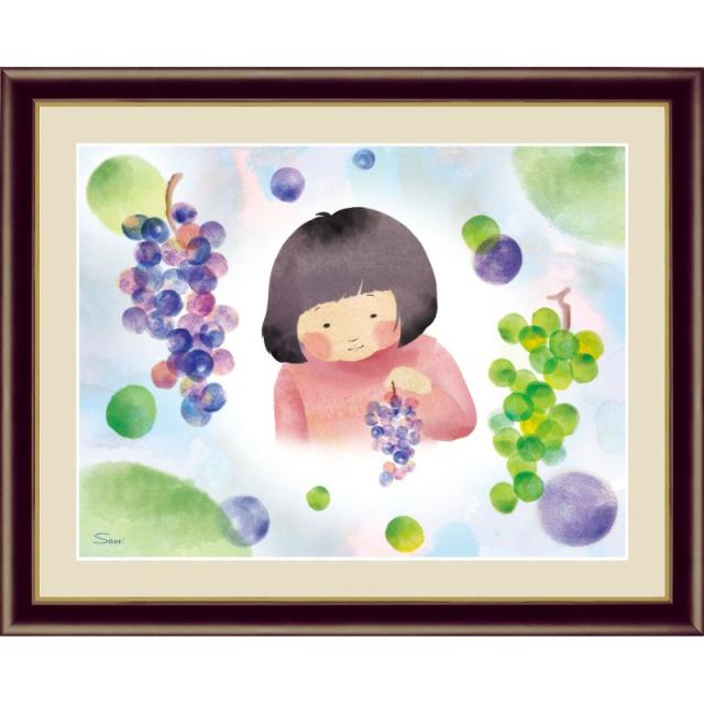 額絵 [微笑みの中のこどもたち] 【葡萄と少女】 [F4] [榎本早織] [G4-CH006-F4]【代引き不可】の通販は 5,264円