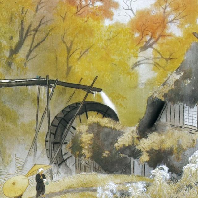 掛け軸川合玉堂彩雨