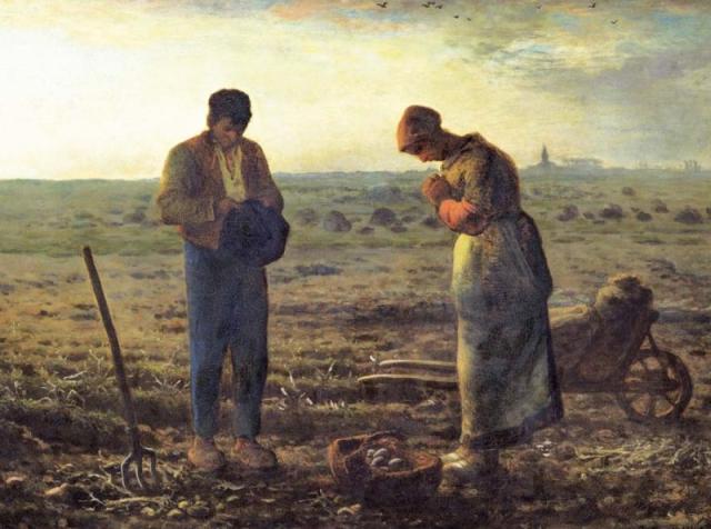 ジャン・フランソワ・ミレー 晩鐘 プリハード複製画 世界の名画