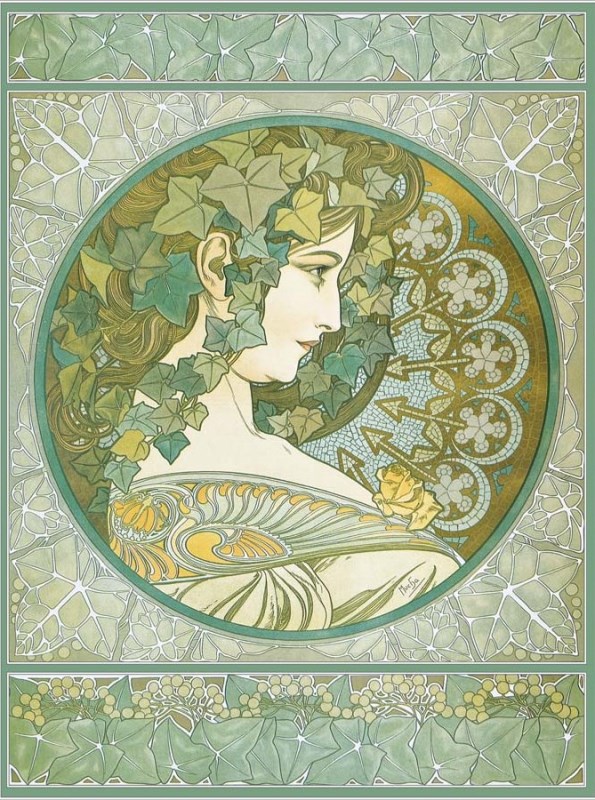 額絵 ミュシャ 木蔦 f8サイズ 世界の名画シリーズ Mucha gk-a5-j1104