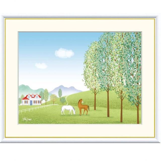 額絵 喜多一 馬と牧場 f8サイズ のどかな風景 Hajime gk-a5-j3h010-f8（p65） （J3-H010/f8）