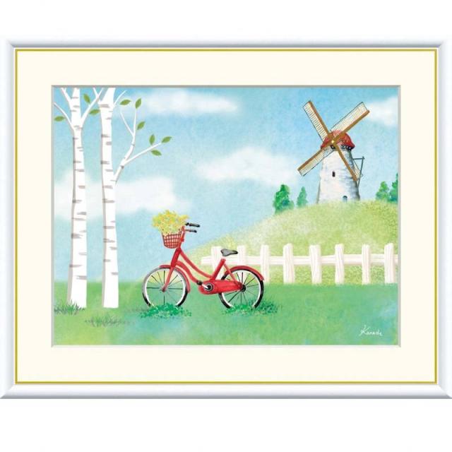 額絵 青木奏 自転車 f6サイズ 風車のある風景 Kanade gk-a5-j3w001-f6（p86） （J3-W001/f6）